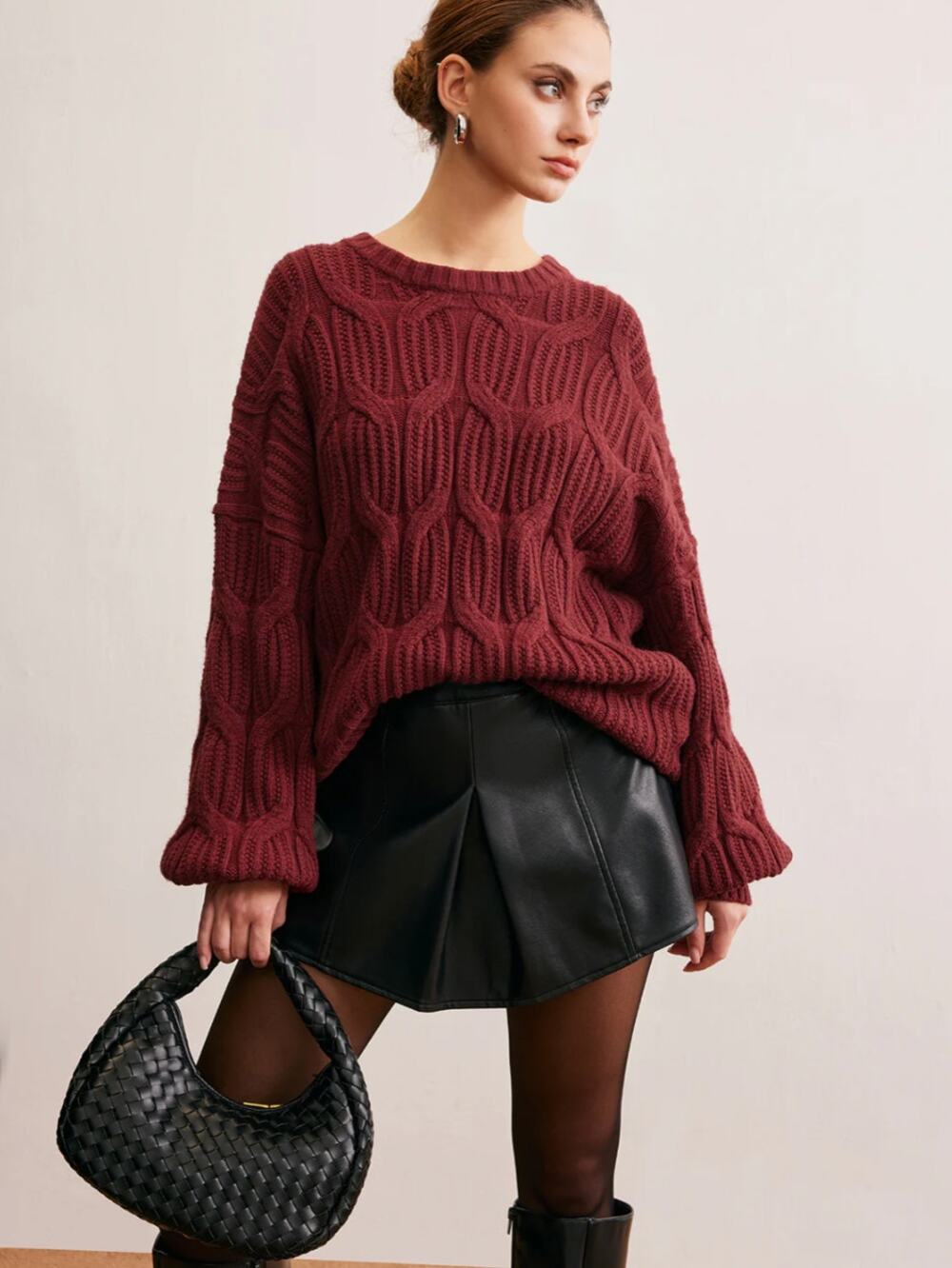 Plain Draped Pullover Sweater